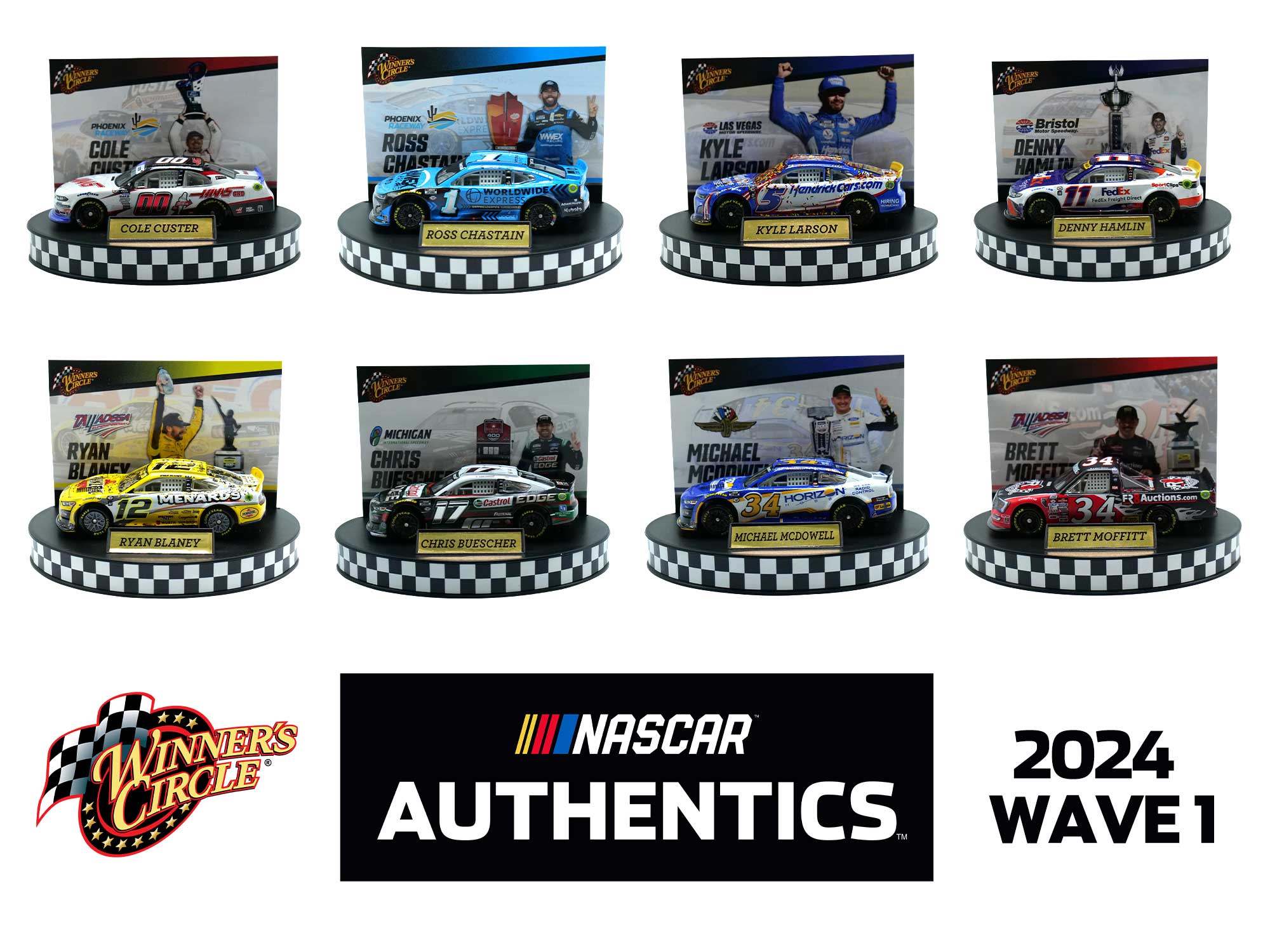 NASCAR AUTHENTICS 2024 RACE WIN WAVE 1 1:64 8 PACK