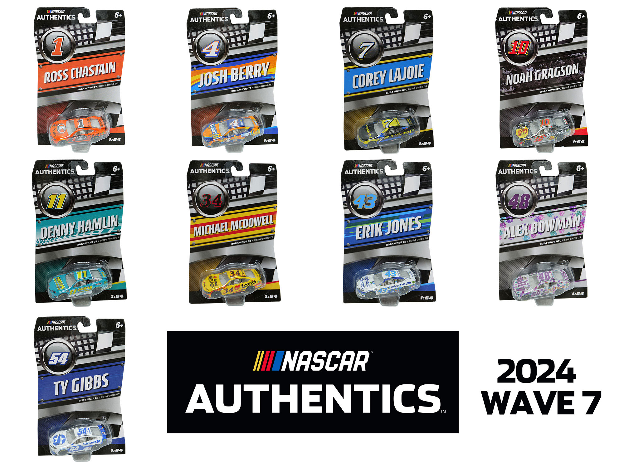 NASCAR AUTHENTICS 2024 WAVE 7 1:64 10 PACK