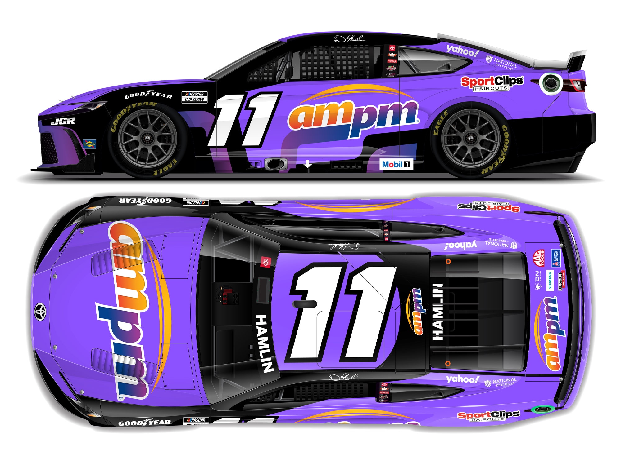 DENNY HAMLIN 2025 AMPM 1:24 COLOR CHROME ARC DIECAST