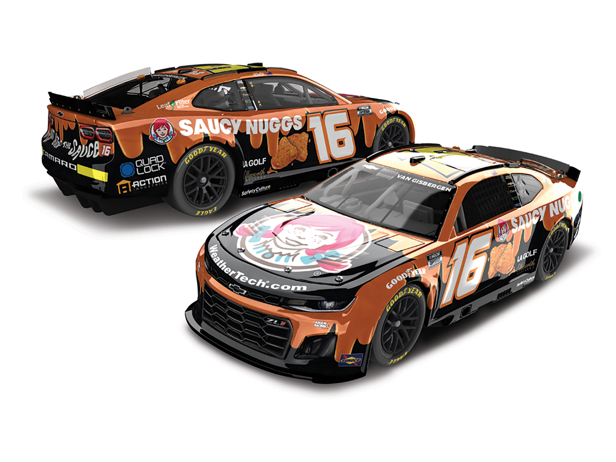 SHANE VAN GISBERGEN 2024 WENDY'S SAUCY NUGGS 1:24 COLOR CHROME ARC DIECAST