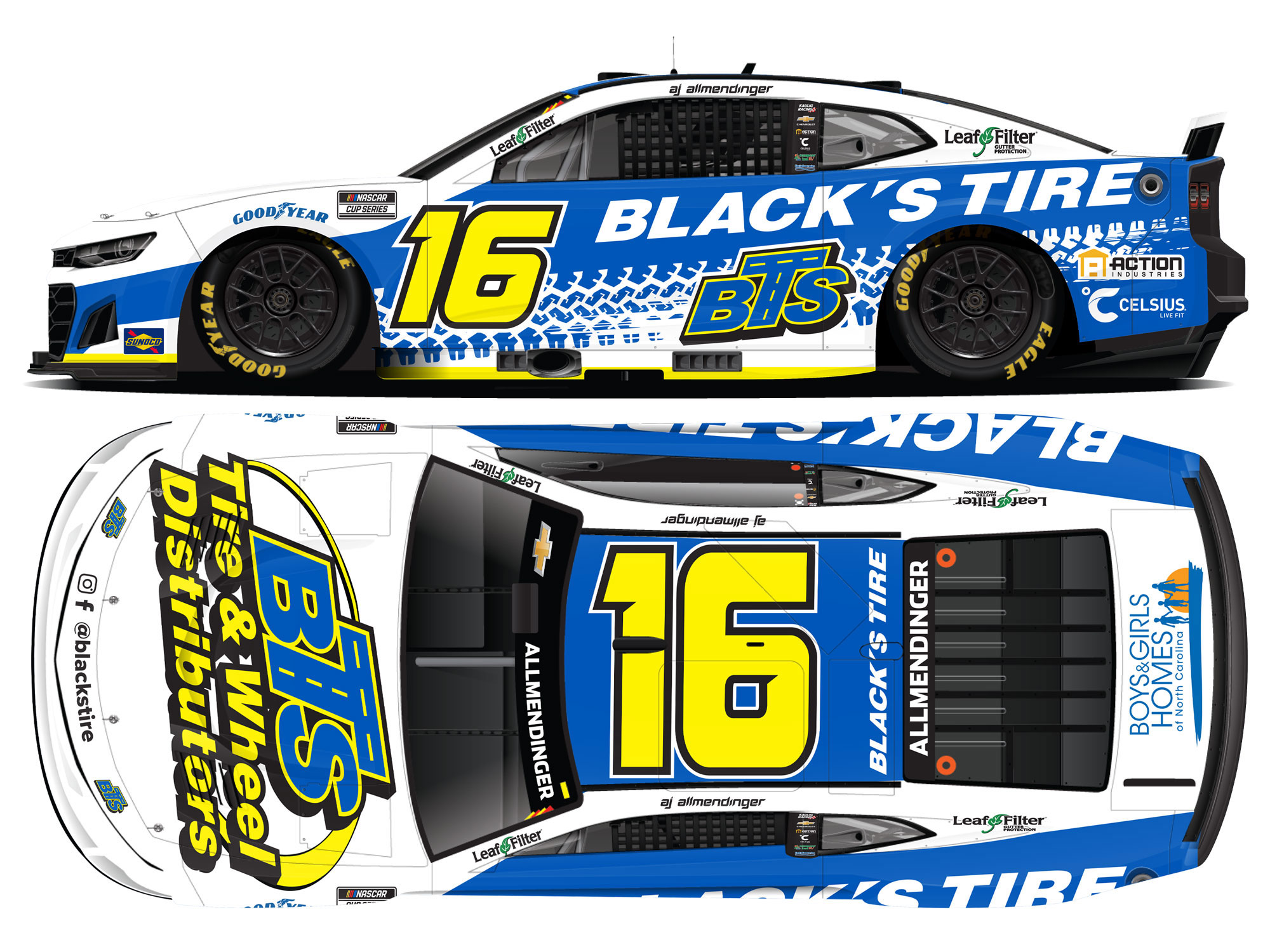 AJ ALLMENDINGER 2025 BLACK'S TIRE 1:24 ELITE DIECAST
