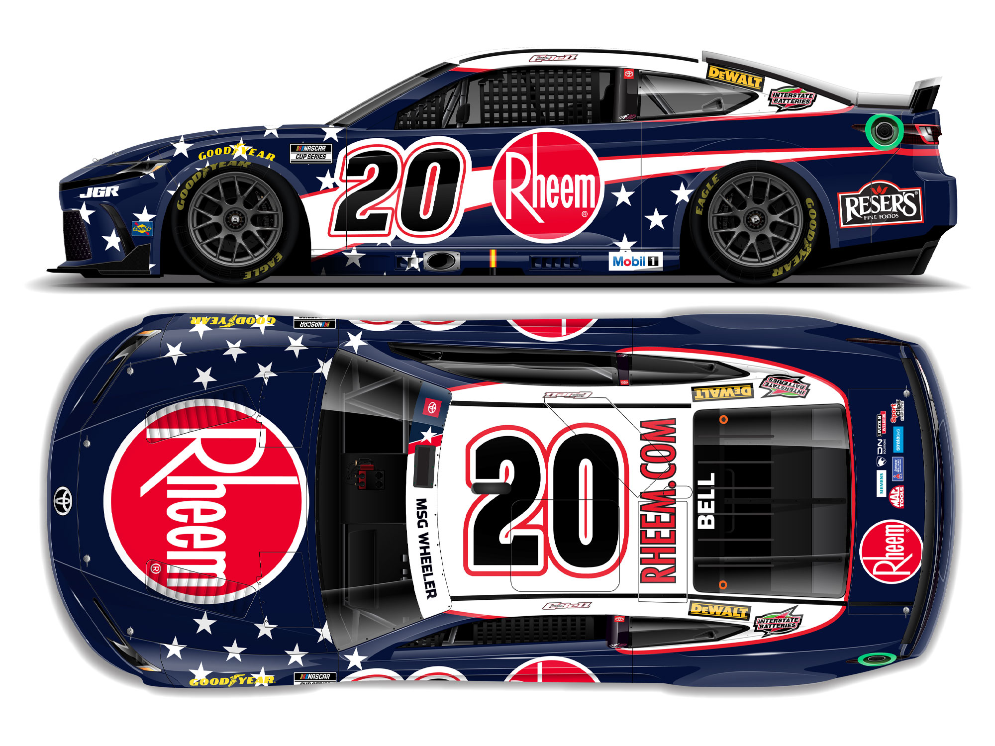 CHRISTOPHER BELL 2025 RHEEM SALUTES 1:24 COLOR CHROME ARC DIECAST