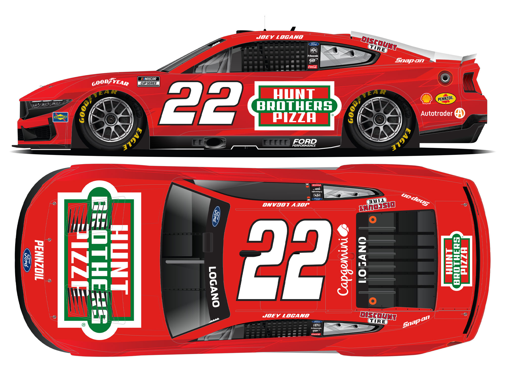 JOEY LOGANO 2025 HUNT BROTHERS PIZZA RED 1:24 ARC DIECAST