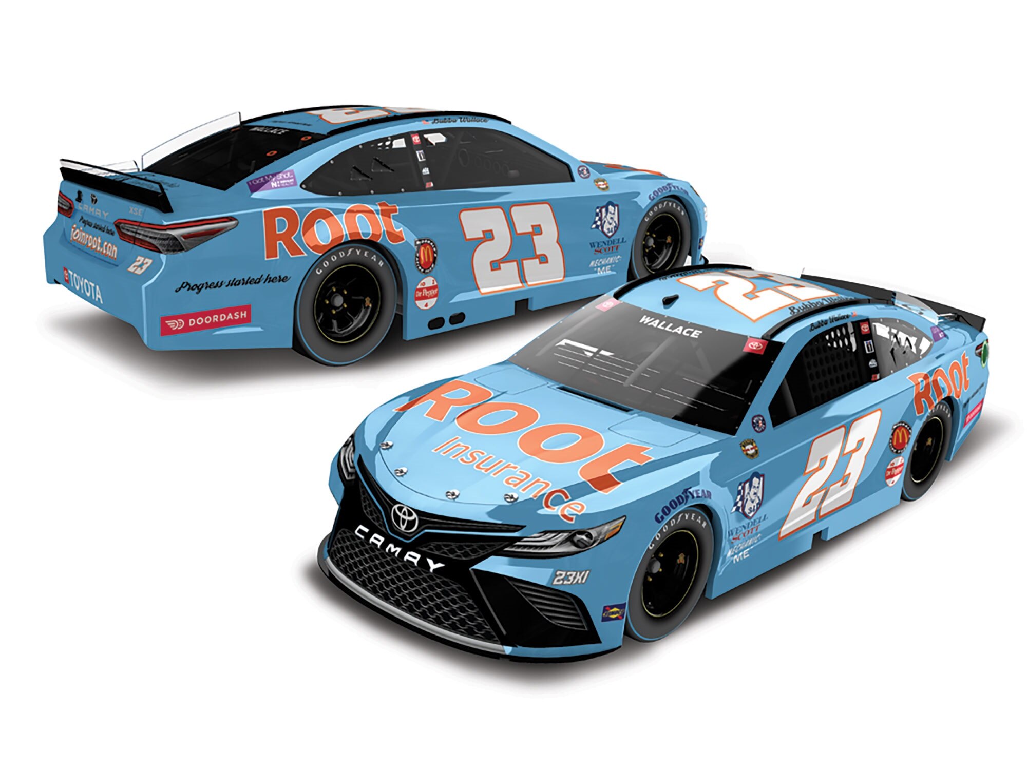BUBBA WALLACE 2021 ROOT INSURANCE DARLINGTON THROWBACK 1:24 ELITE DIECAST