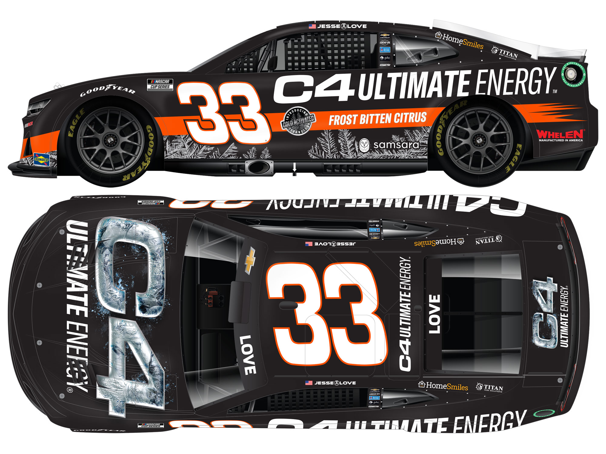JESSE LOVE 2025 C4 ENERGY 1:24 COLOR CHROME ARC DIECAST