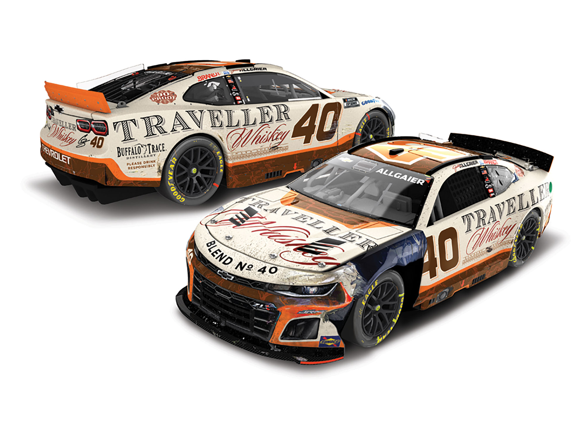 JUSTIN ALLGAIER 2025 TRAVELLER WHISKEY RACED VERSION 1:24 ELITE PREMIER DIECAST