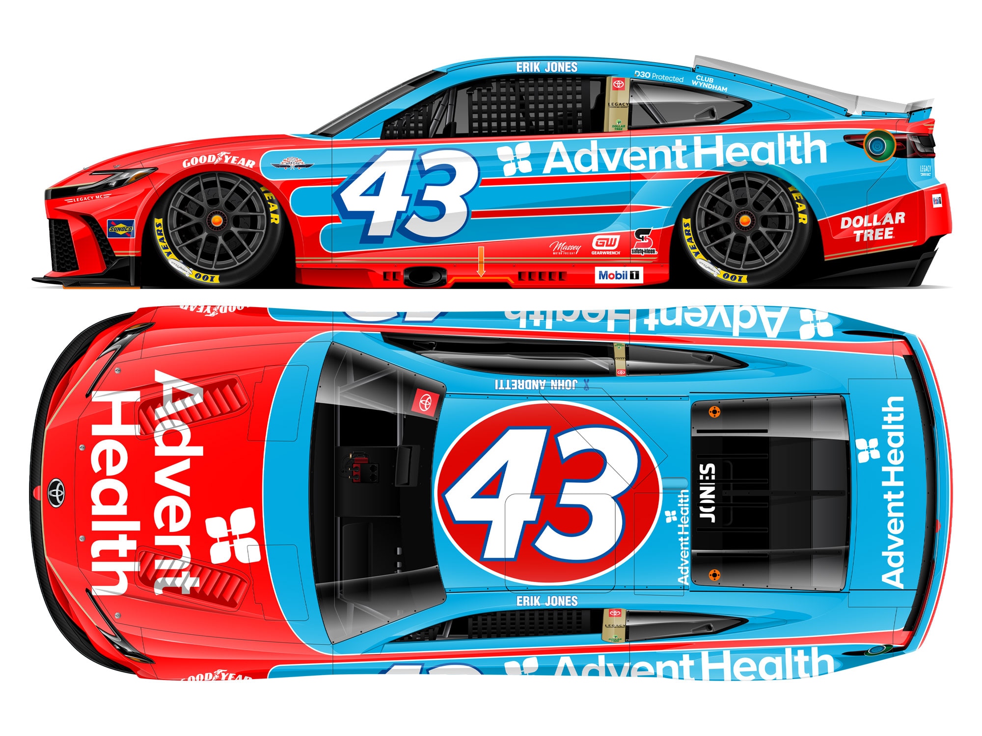 ERIK JONES 2025 ADVENTHEALTH THROWBACK 1:64 ARC DIECAST