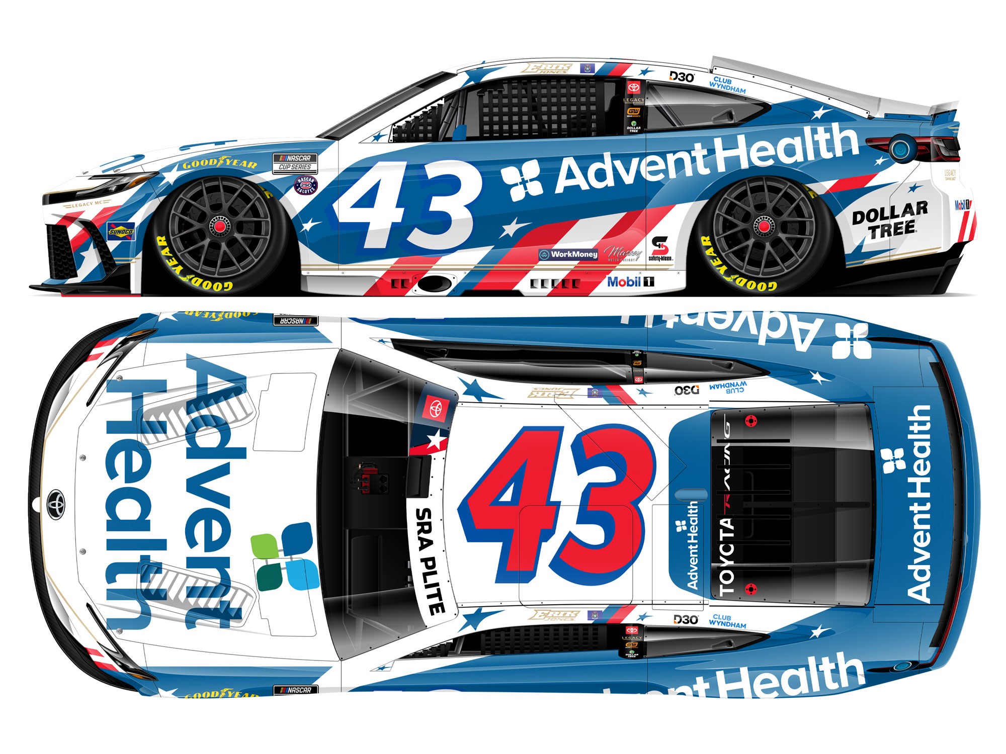 ERIK JONES 2026 ADVENTHEALTH PATRIOTIC 1:24 COLOR CHROME ARC DIECAST