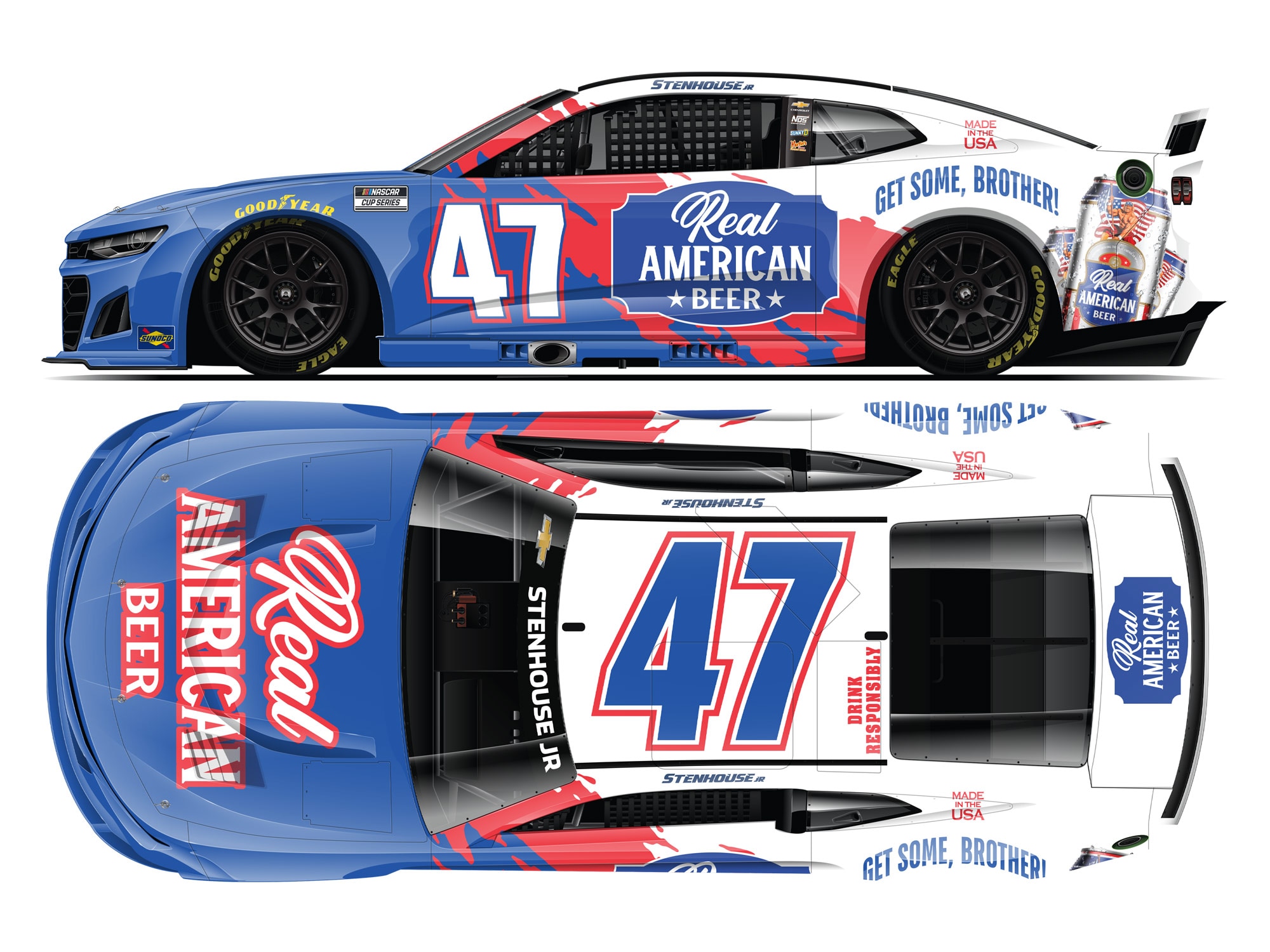 RICKY STENHOUSE JR. 2025 REAL AMERICAN BEER 1:24 ELITE DIECAST
