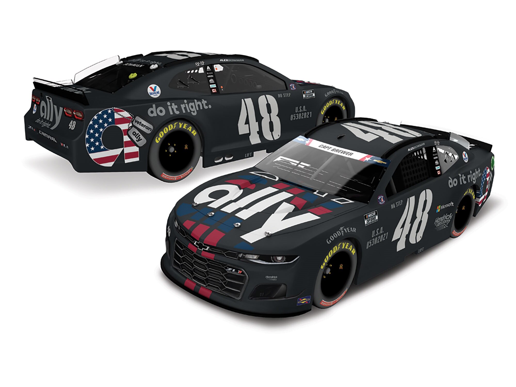 ALEX BOWMAN 2021 ALLY SALUTES 124 COLOR CHROME ARC DIECAST