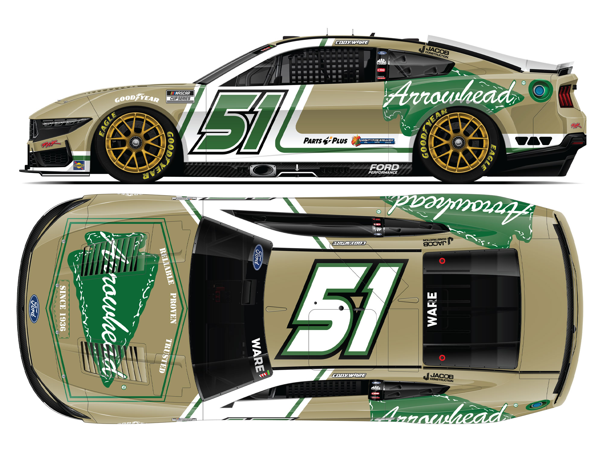 CODY WARE 2025 ARROWHEAD BRASS 1:24 COLOR CHROME ARC DIECAST