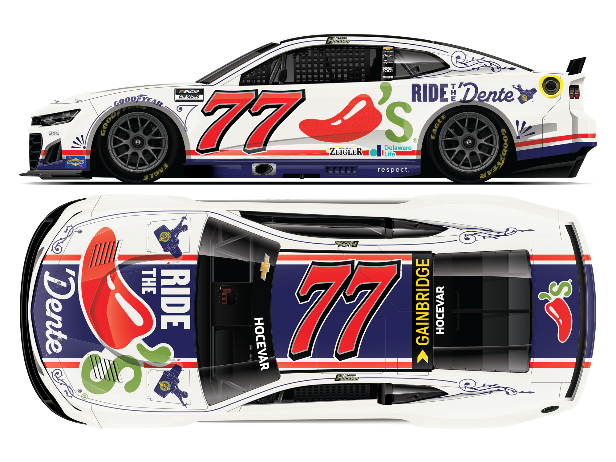 CARSON HOCEVAR 2025 CHILI'S RIDE THE 'DENTE 1:24 ARC DIECAST