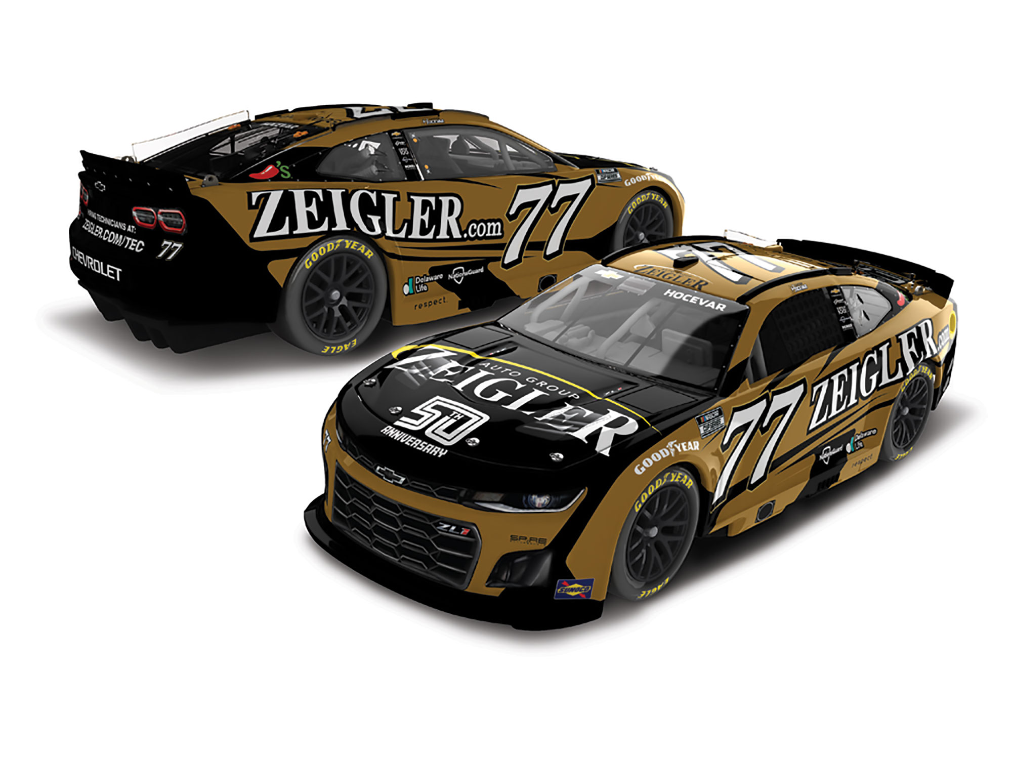 CARSON HOCEVAR 2025 ZIEGLER 50TH ANNIVERSARY 1:24 COLOR CHROME ARC DIECAST