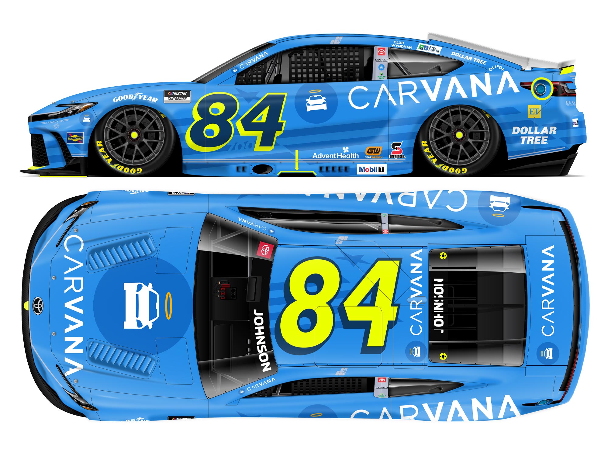 JIMMIE JOHNSON 2025 CARVANA 700TH START 1:24 COLOR CHROME ARC DIECAST