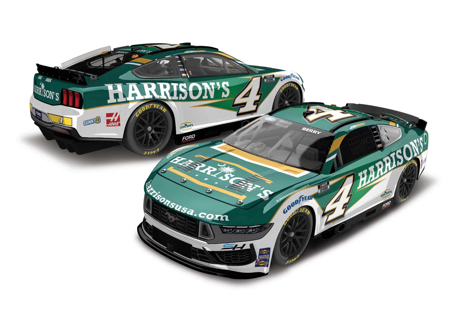 JOSH BERRY 2024 HARRISON'S OUTDOOR 1:24 COLOR CHROME ARC DIECAST