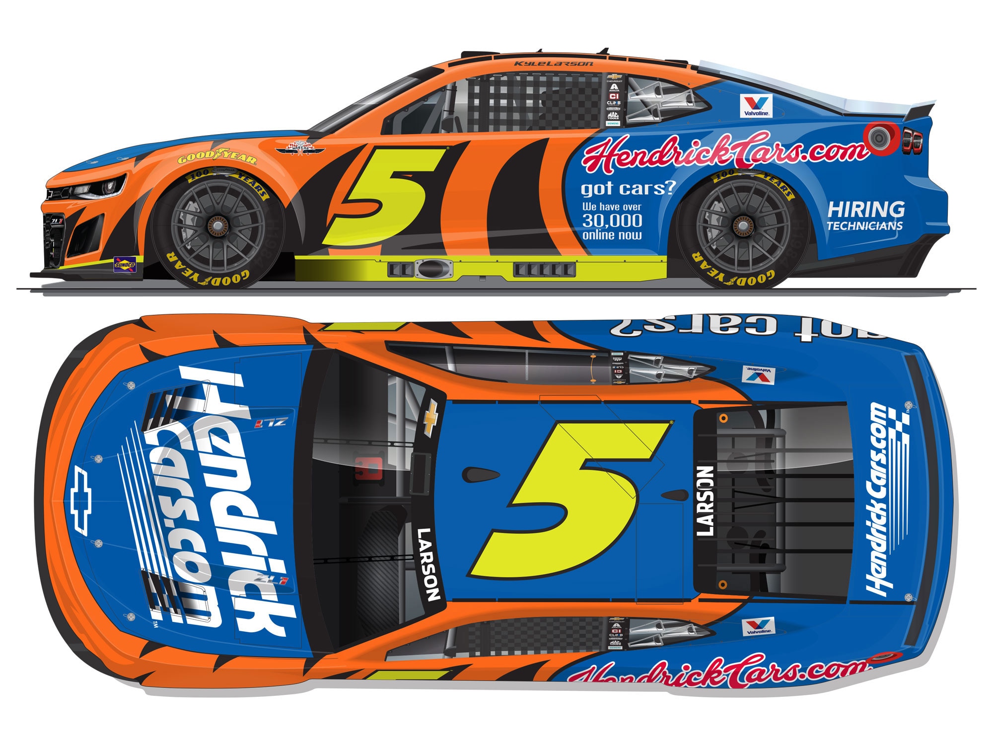 KYLE LARSON 2025 HENDRICKCARS.COM THROWBACK 1:24 COLOR CHROME ARC DIECAST