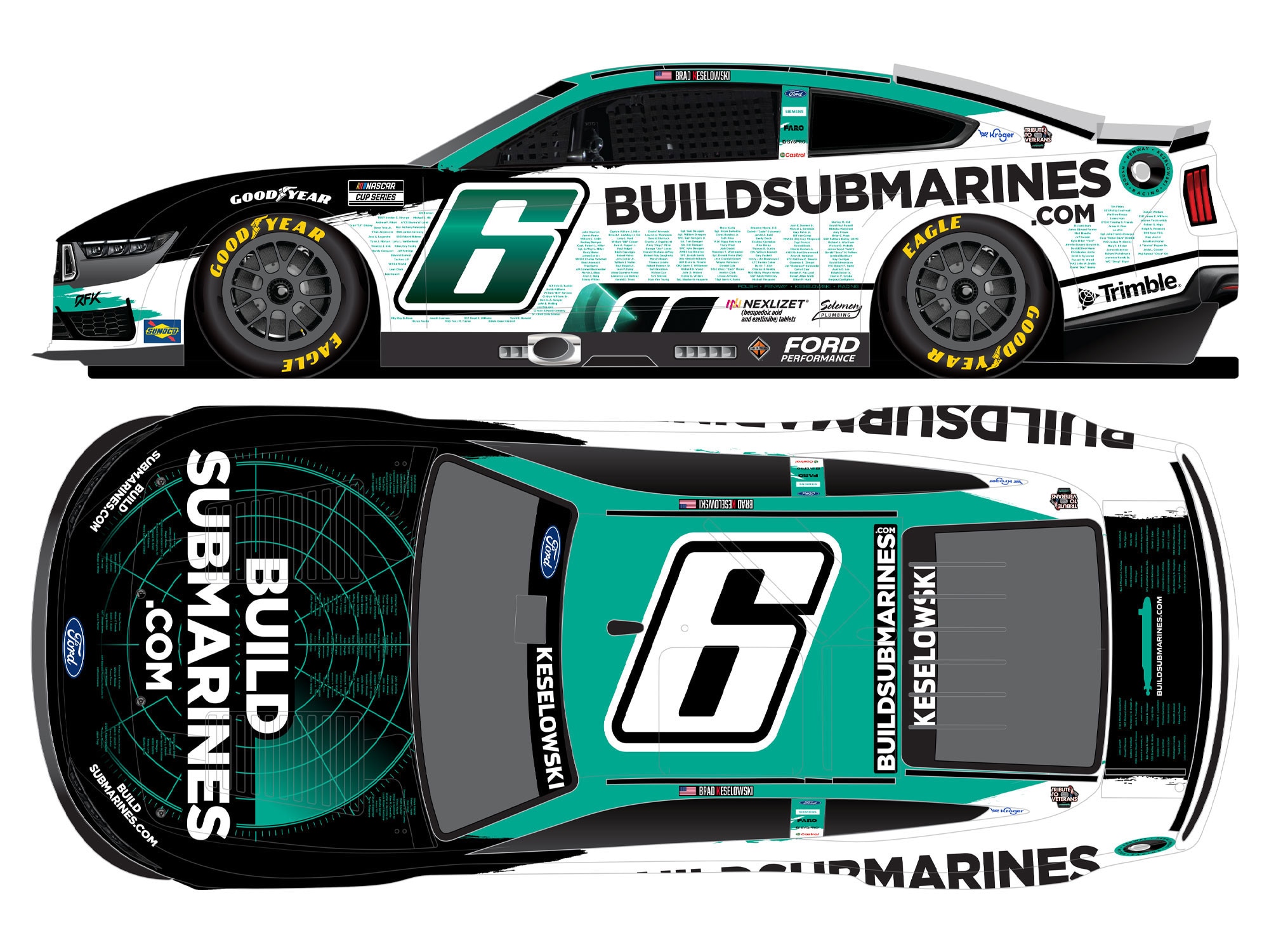 BRAD KESELOWSKI 2025 BUILDSUBMARINES.COM TRIBUTE TO VETERANS 1:24 ARC DIECAST