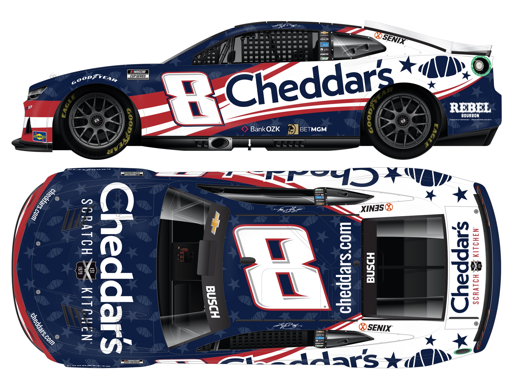 KYLE BUSCH 2025 CHEDDAR'S SALUTES 1:24 ELITE DIECAST
