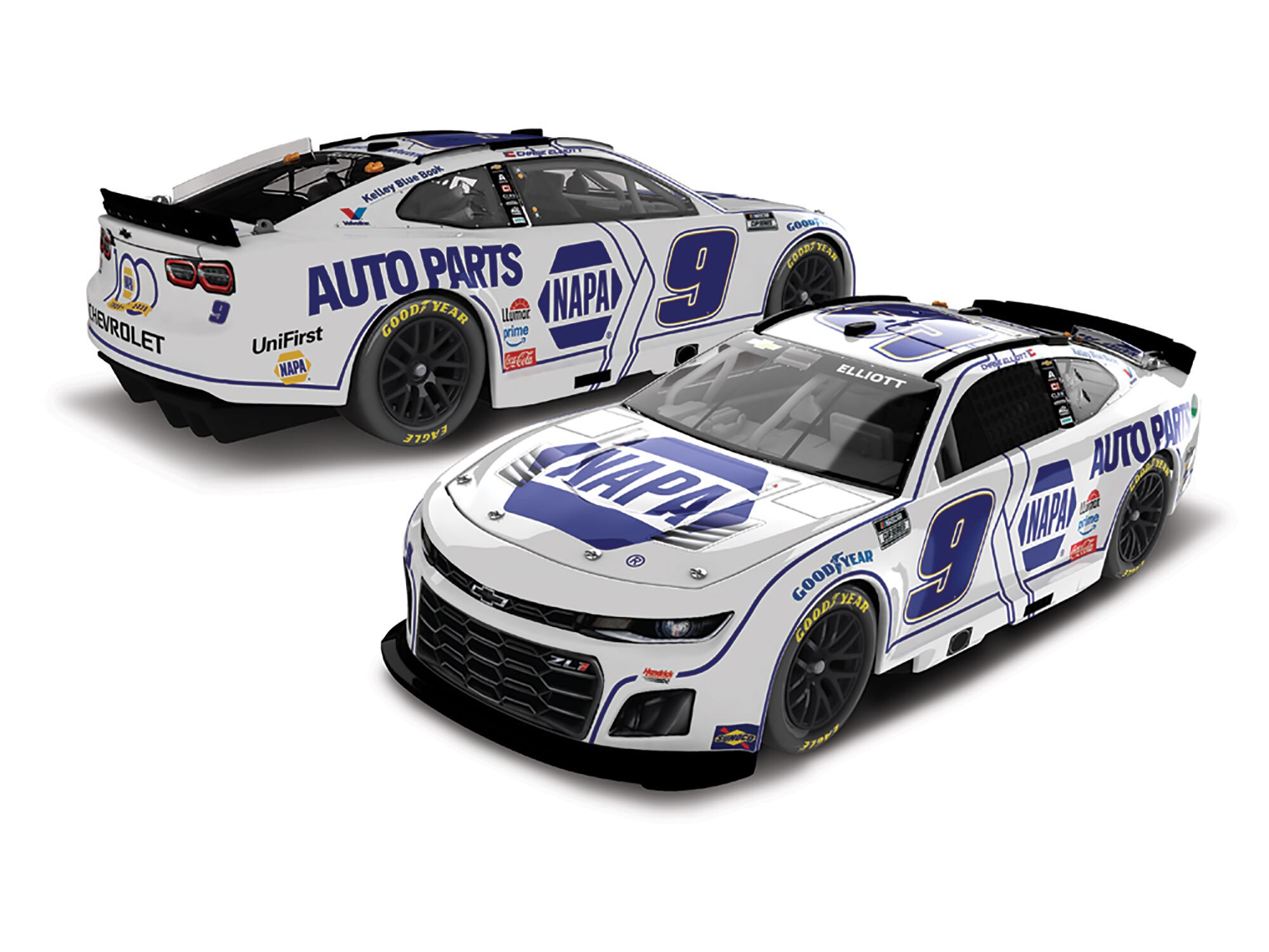 CHASE ELLIOTT 2025 NAPA WHITE 1:24 LIQUID COLOR ELITE DIECAST