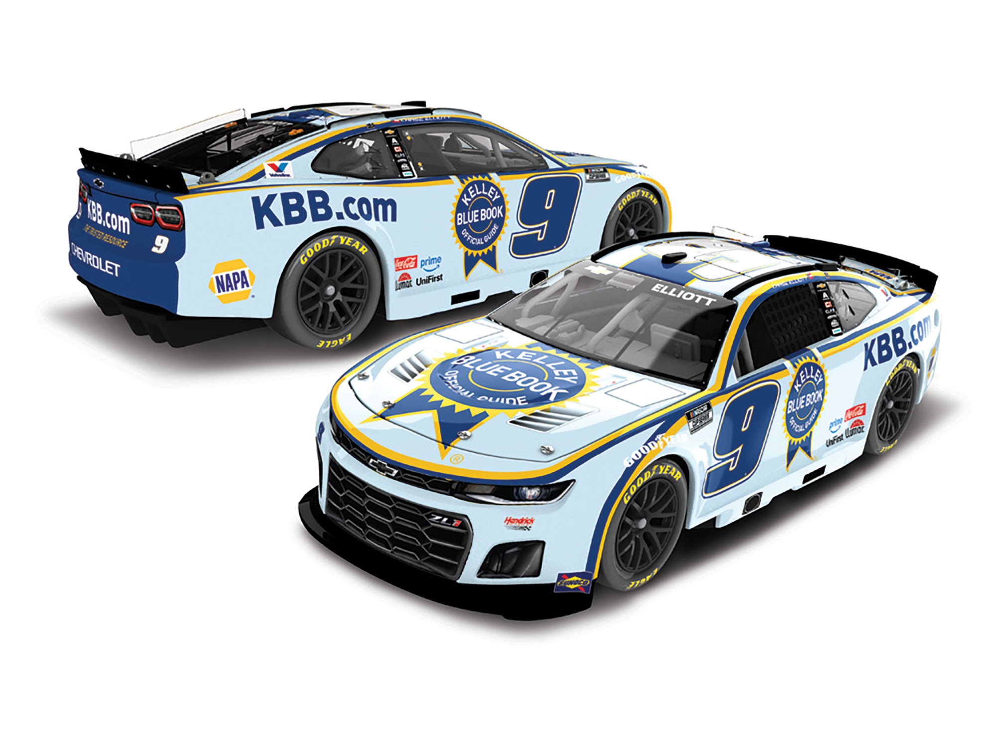 CHASE ELLIOTT 2025 KELLEY BLUE BOOK 1:24 COLOR CHROME ARC DIECAST