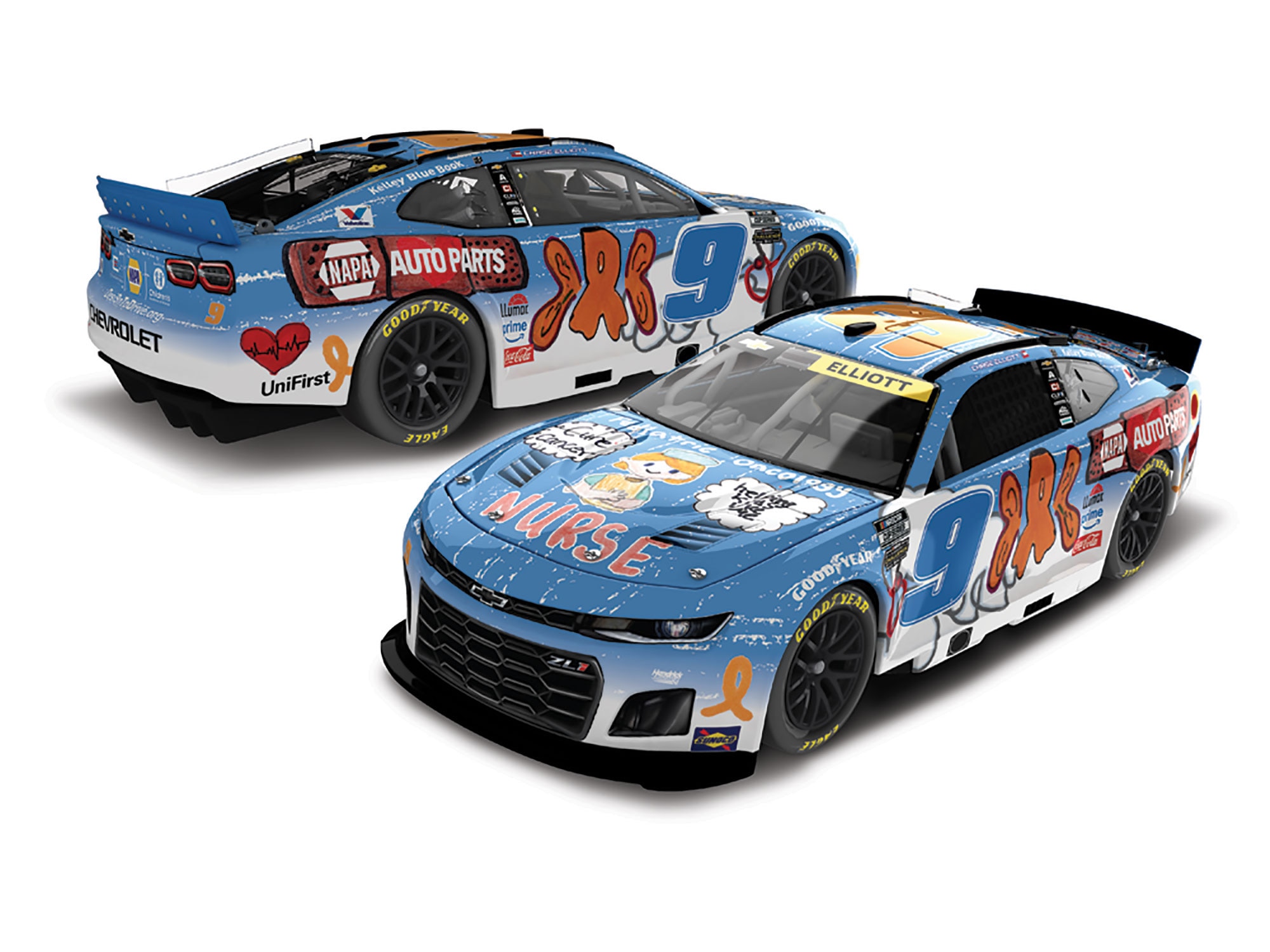 CHASE ELLIOTT 2025 NAPA CHILDREN'S HEALTHCARE OF ATLANTA 1:24 RAW ELITE DIECAST