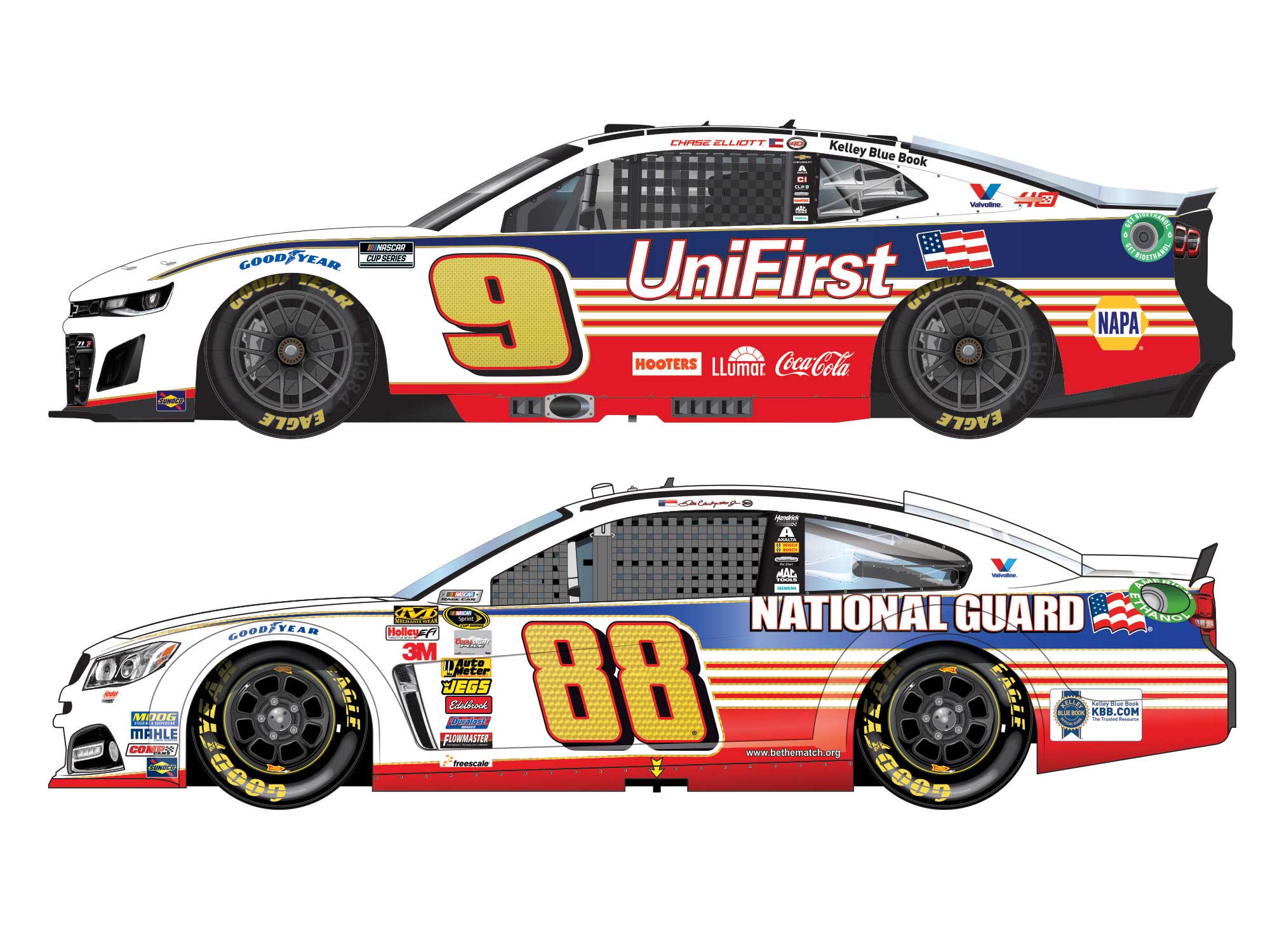 CHASE ELLIOTT / DALE JR THROWBACK 1:64 ARC 2-PACK
