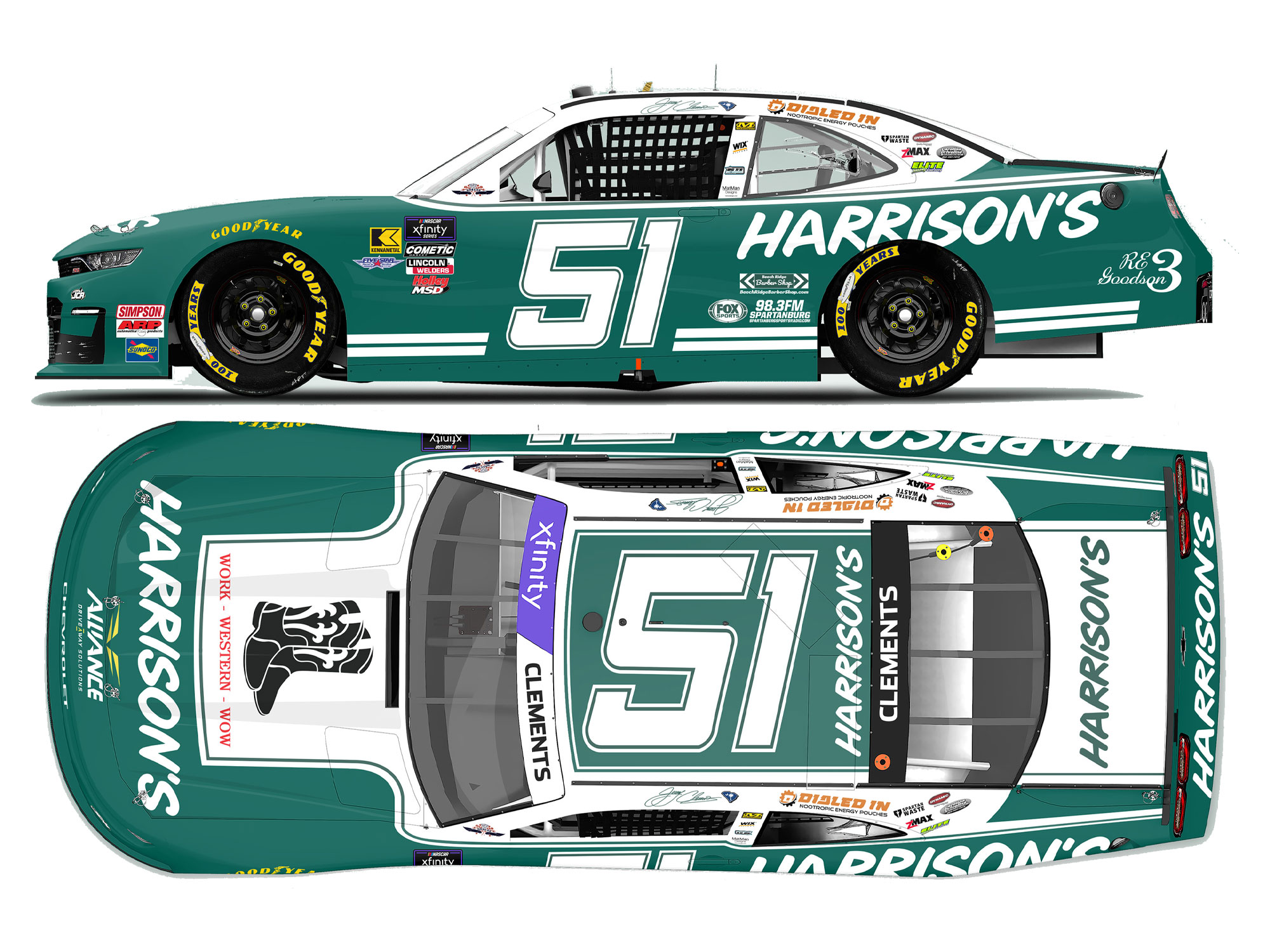JEREMY CLEMENTS 2025 HARRISON'S THROWBACK 1:24 ARC DIECAST