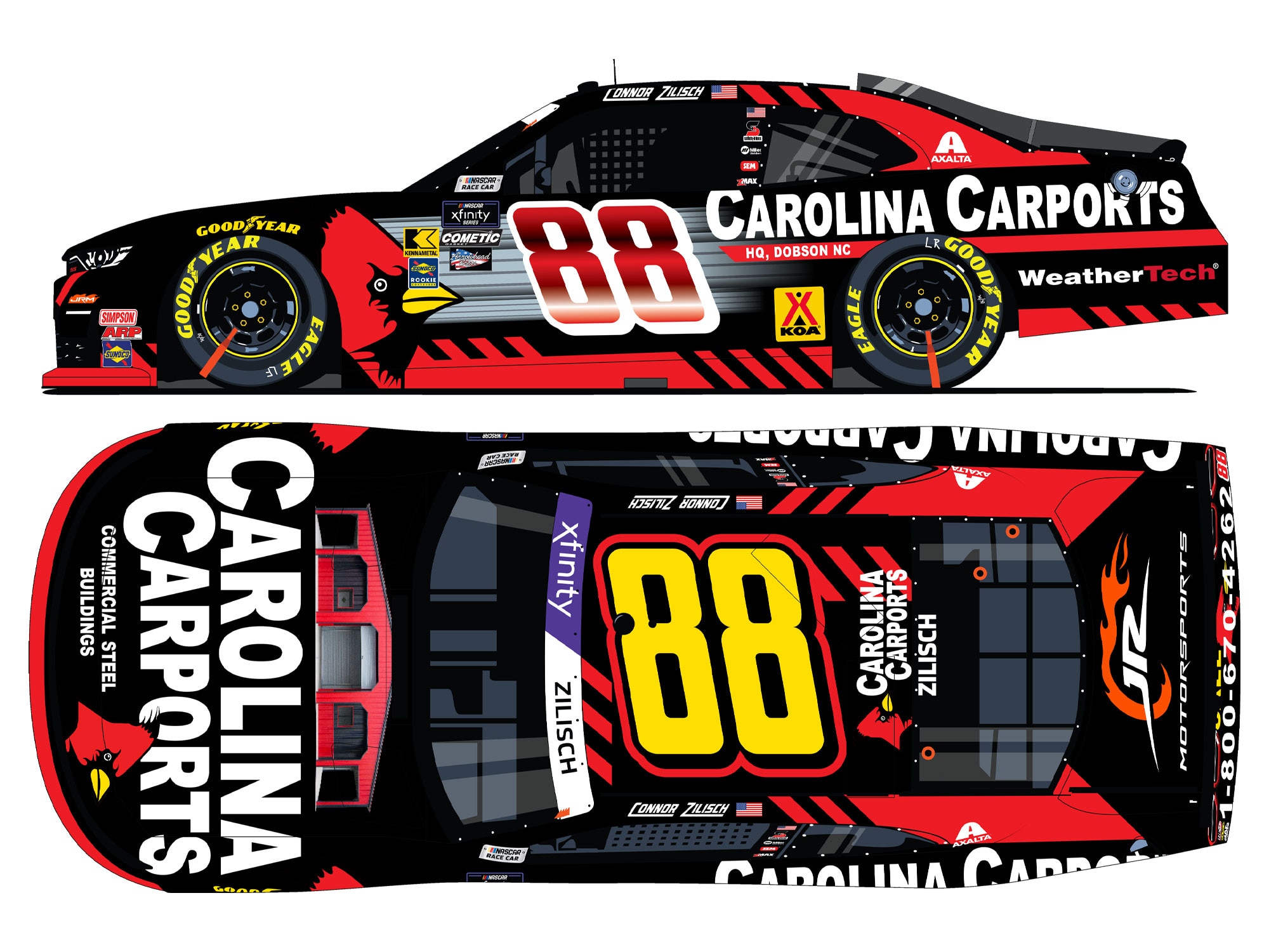 CONNOR ZILISCH 2025 CAROLINA CARPORTS 1:24 COLOR CHROME ARC DIECAST