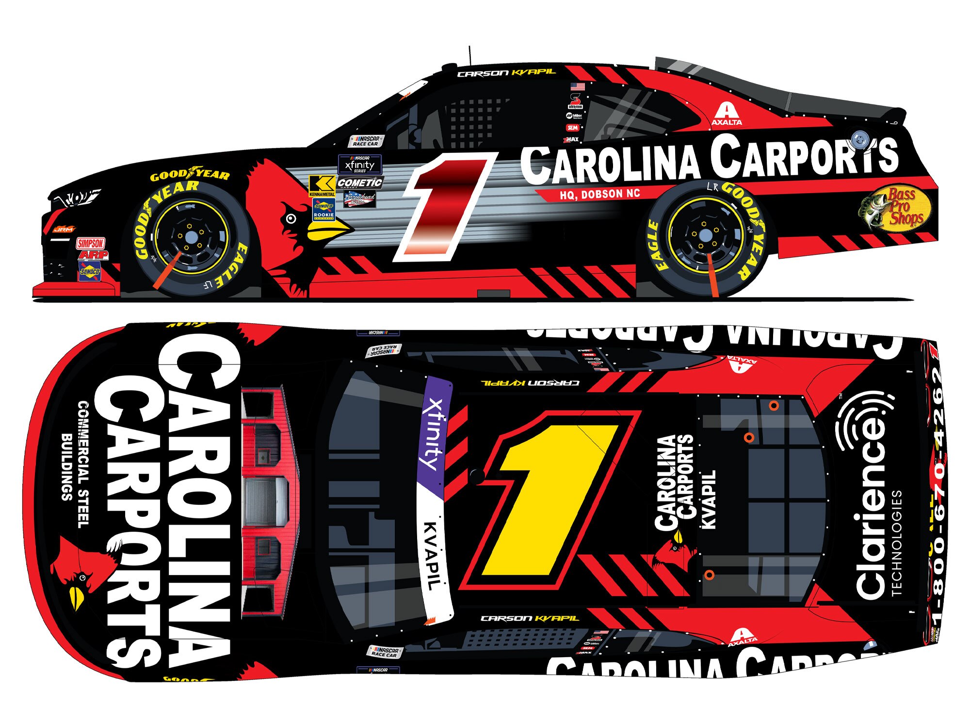 CARSON KVAPIL 2025 CAROLINA CARPORTS 1:24 COLOR CHROME ARC DIECAST