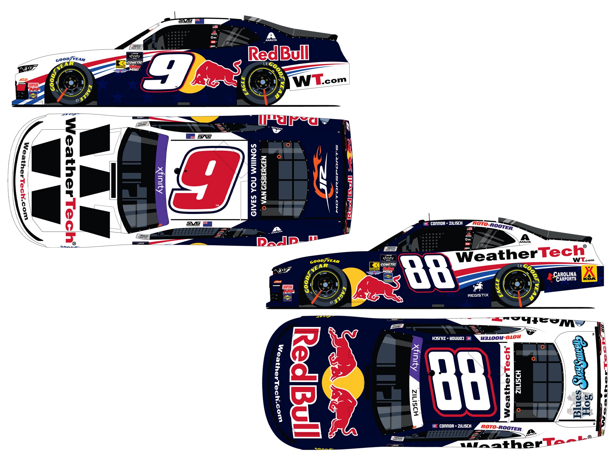 SHANE VAN GISBERGEN/CONNOR ZILISCH 2025 WEATHERTECH/RED BULL 1:64 ARC TWO PACK