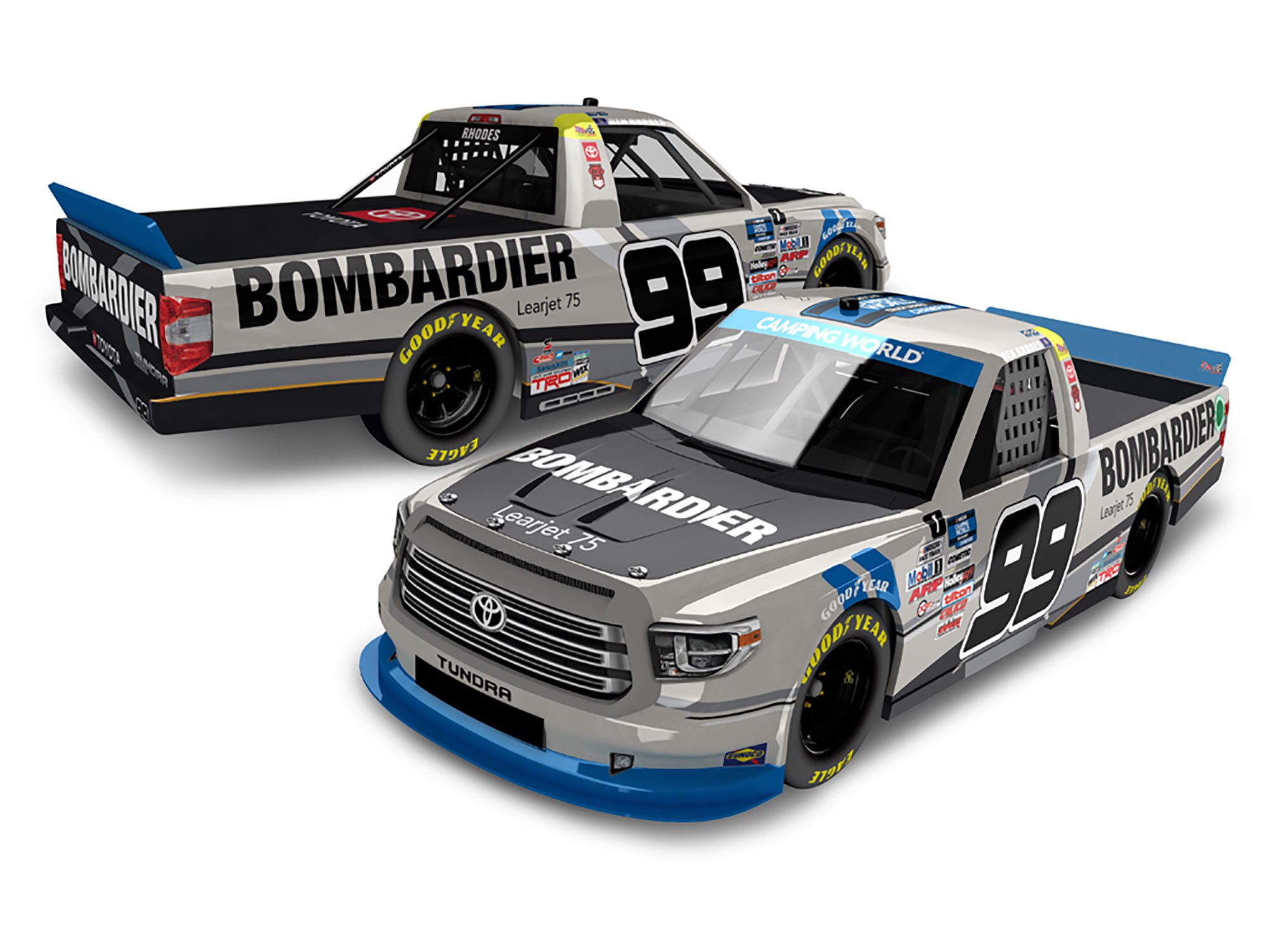 BEN RHODES 2021 NASCAR TRUCK CHAMPION BOMBARDIER 1:24 ARC TRUCK DIECAST