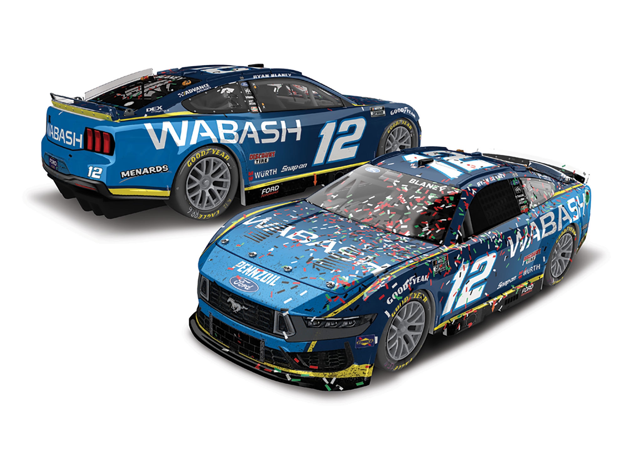 RYAN BLANEY 2024 WABASH POCONO RACED WIN 1:24 COLOR CHROME ELITE DIECAST
