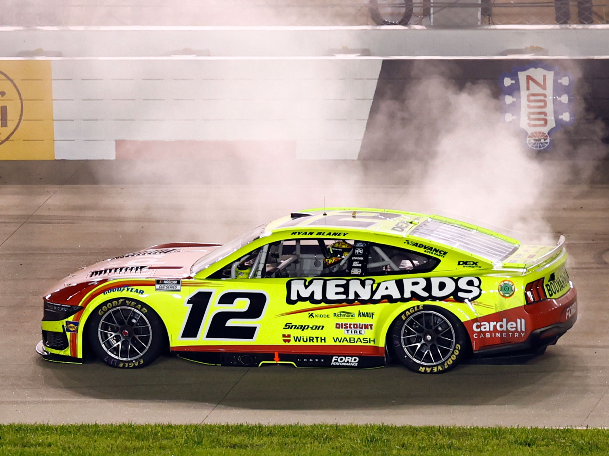 RYAN BLANEY 2025 MENARDS/CARDELL CABINETRY NASHVILLE RACED WIN 1:24 DUAL AUTOGRAPHED ELITE DIECAST