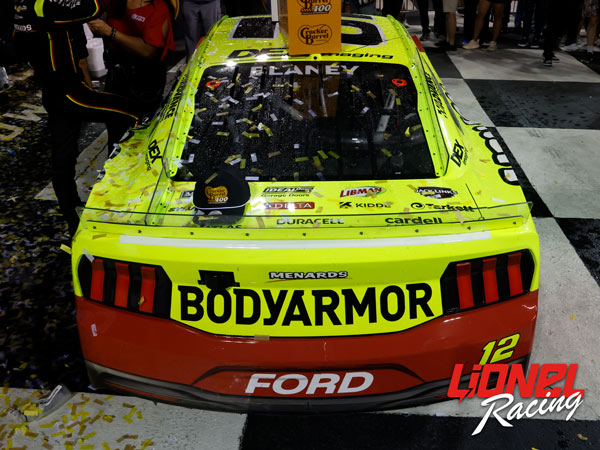 RYAN BLANEY 2025 MENARDS/CARDELL CABINETRY NASHVILLE RACED WIN 1:24 DUAL AUTOGRAPHED ELITE DIECAST