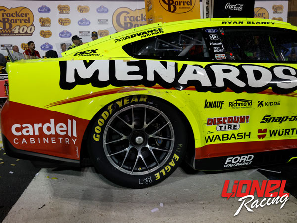 RYAN BLANEY 2025 MENARDS/CARDELL CABINETRY NASHVILLE RACED WIN 1:24 DUAL AUTOGRAPHED ELITE DIECAST