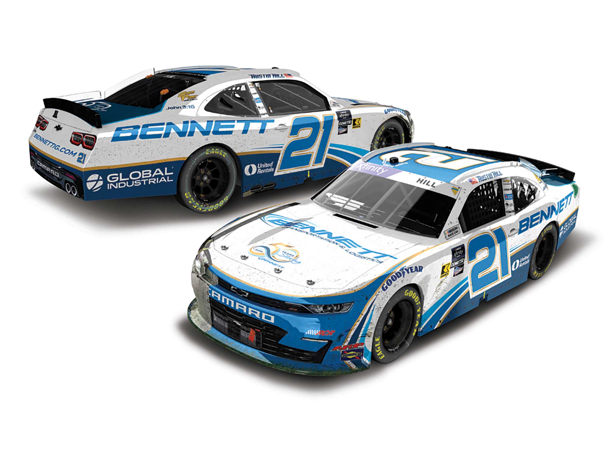 AUSTIN HILL 2024 BENNETT TRANSPORTATION 50TH ANNIVERSARY DAYTONA RACED WIN 1:64 ARC DIECAS