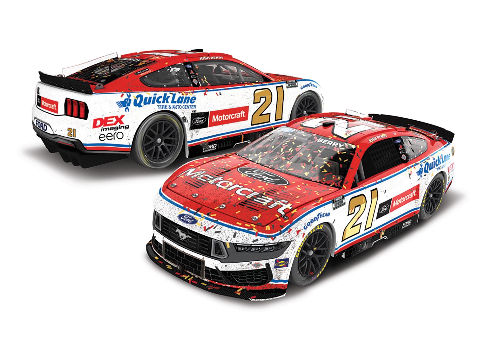 JOSH BERRY 2025 MOTORCRAFT LAS VEGAS RACED WIN 1:24 DUAL AUTOGRAPHED ELITE DIECAST