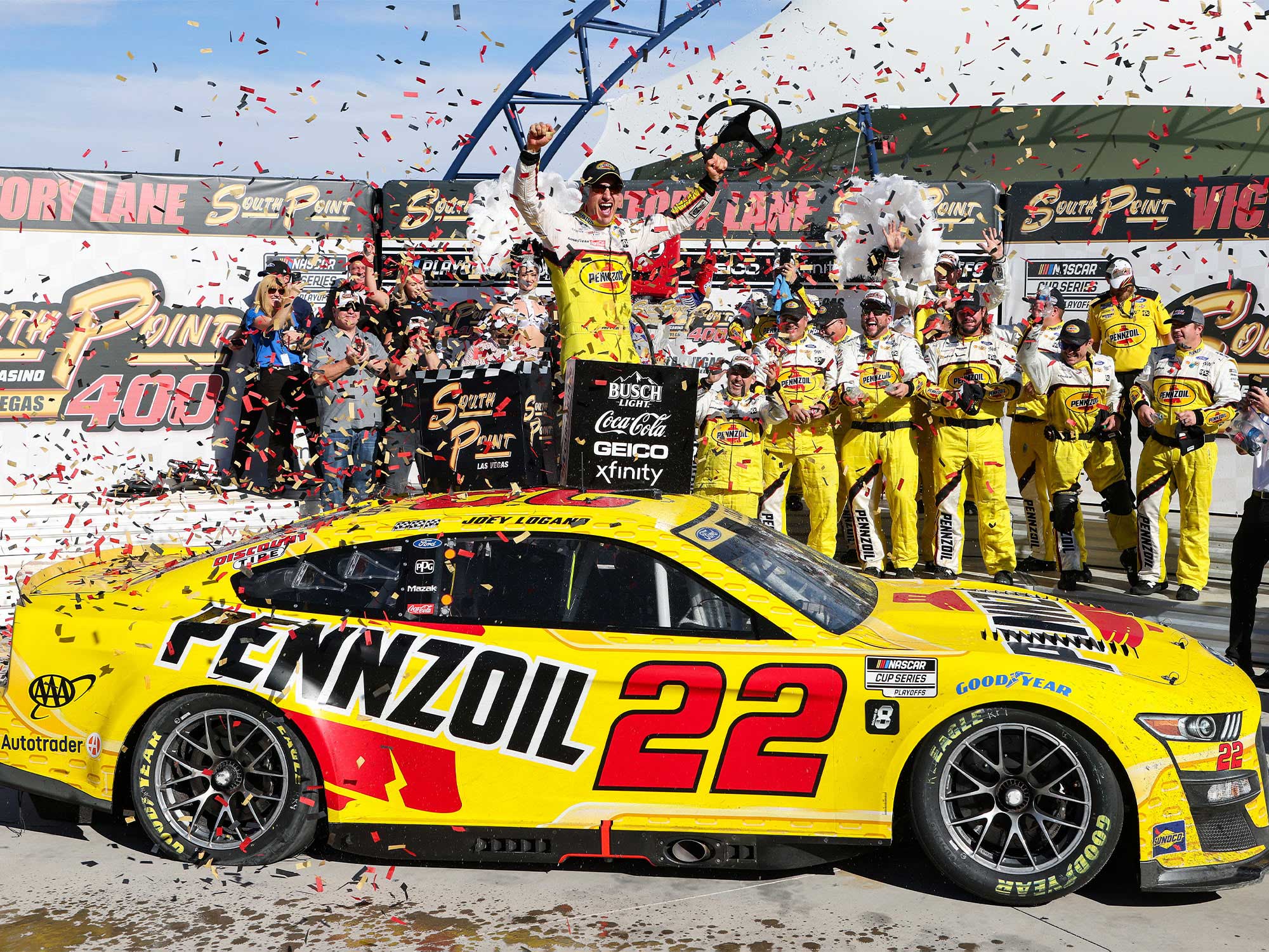 JOEY LOGANO 2022 PENNZOIL LAS VEGAS RACED WIN 1:24 ELITE DIECAST