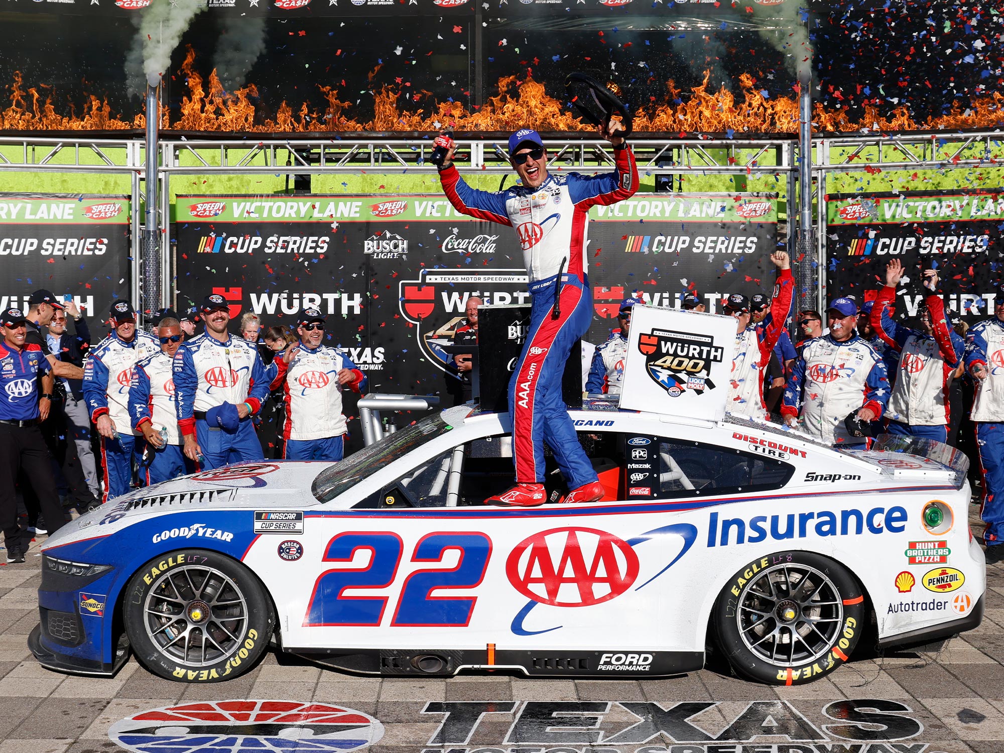 JOEY LOGANO 2025 AAA INSURANCE TEXAS WIN 1:24 COLOR CHROME ARC DIECAST