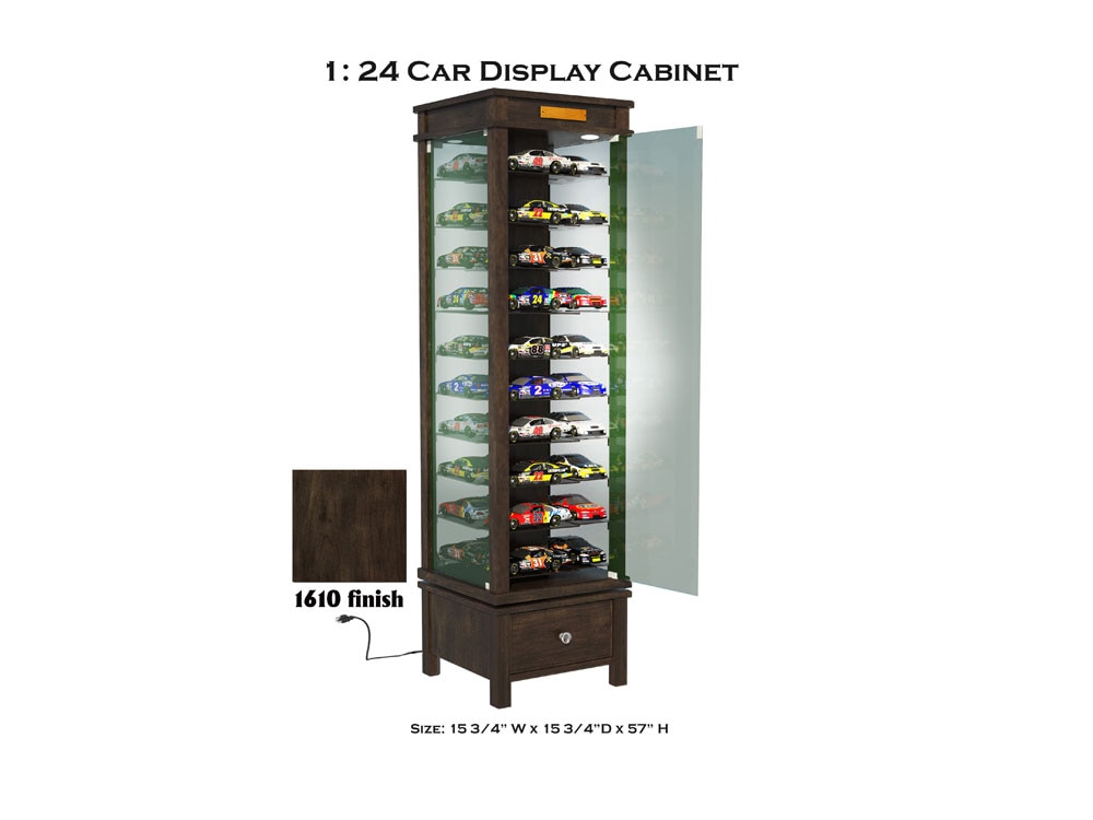 DARK WALNUT 40 1:24 CAR SPINNING DISPLAY