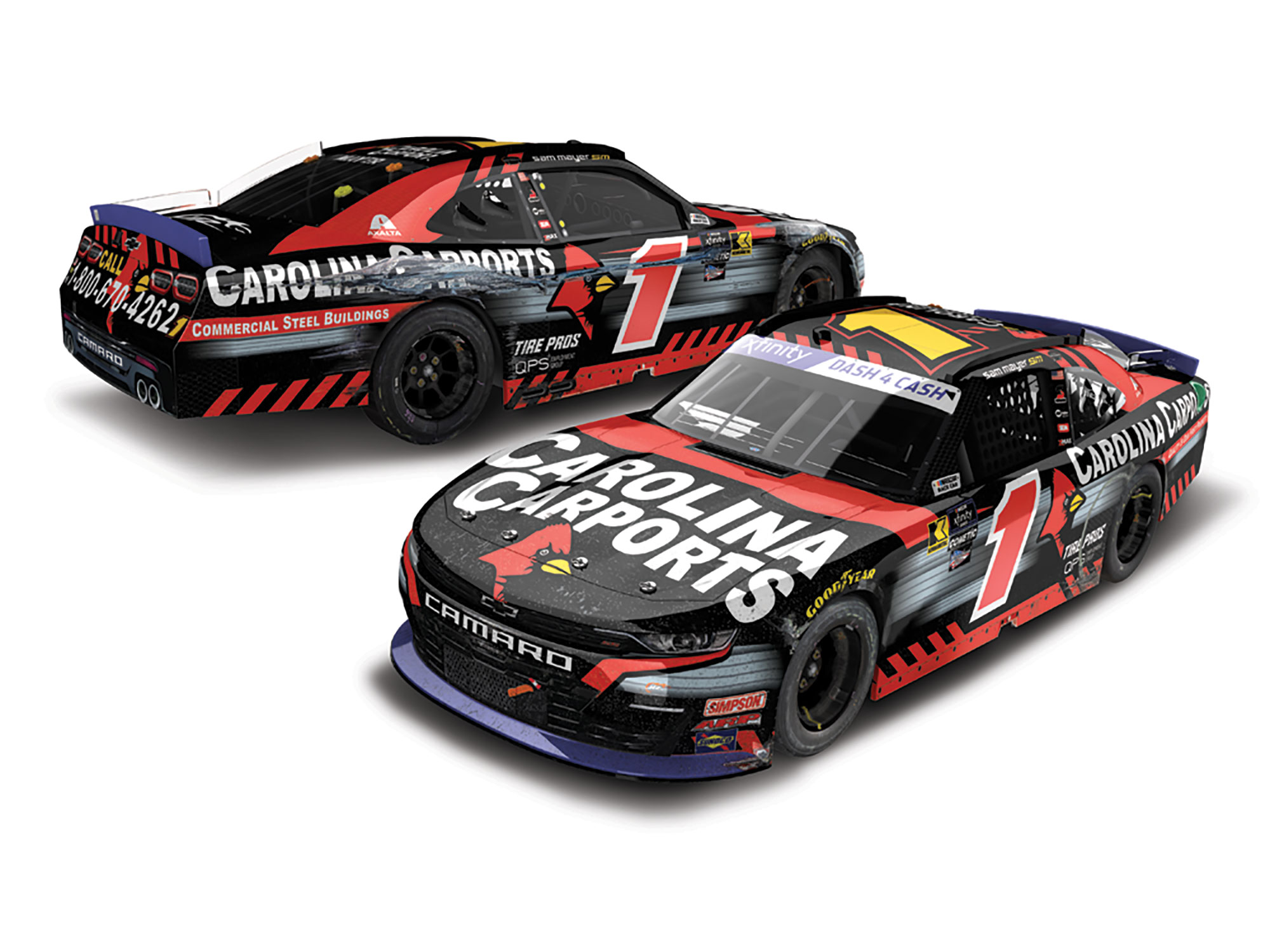 SAM MAYER 2024 CAROLINA CARPORTS RACED WIN TEXAS 1:24 AUTOGRAPHED ARC DIECAST