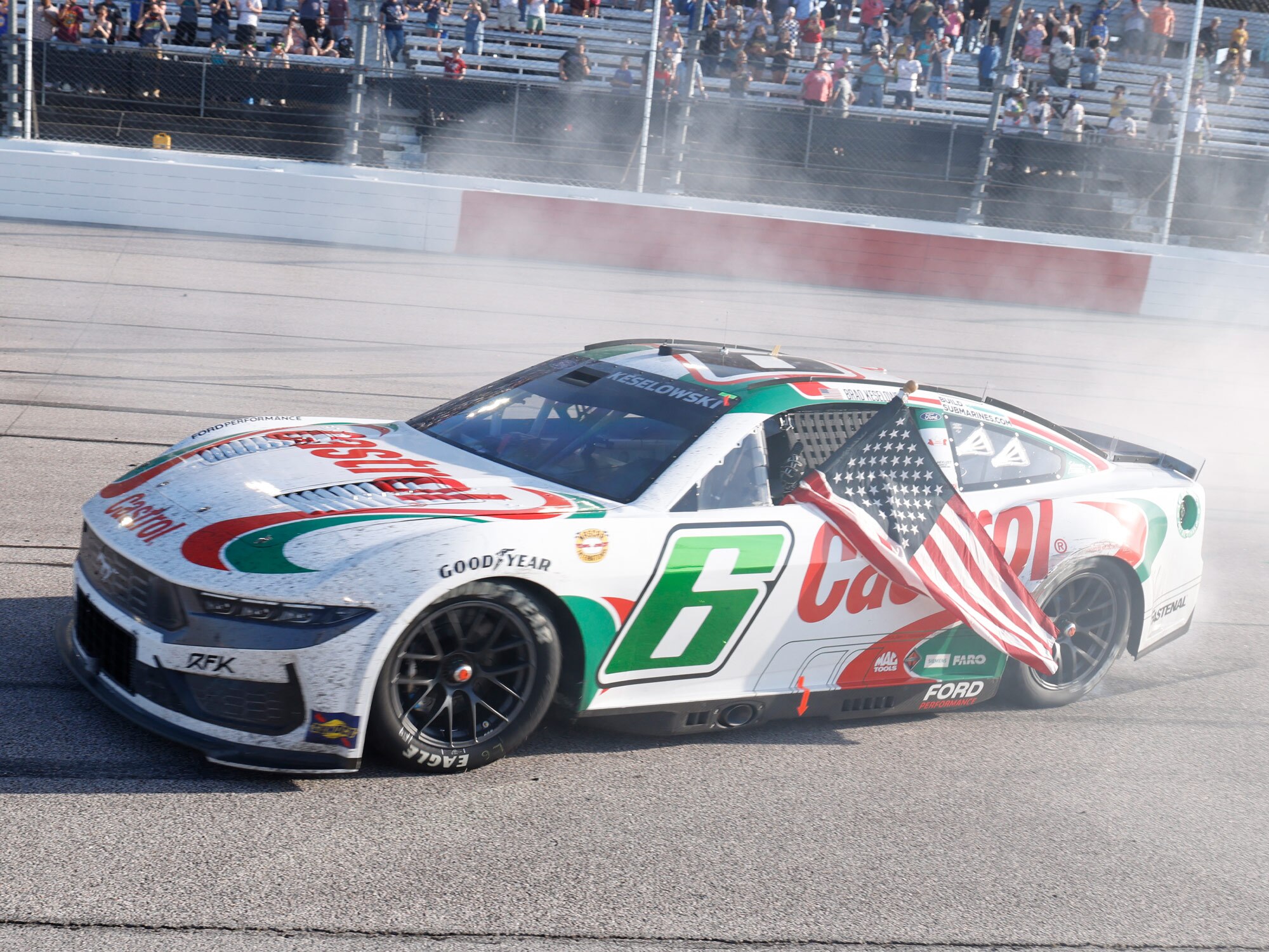 BRAD KESELOWSKI 2024 CASTROL THROWBACK DARLINGTON RACED WIN 124 COLOR