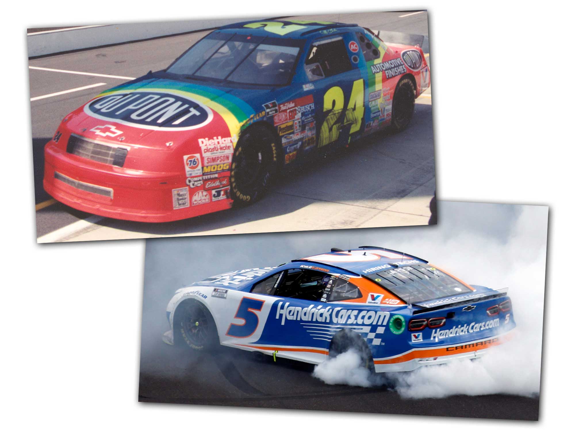 JEFF GORDON/KYLE LARSON BRICKYARD RACE WIN 30 YEAR ANNIVERSARY 1:24 DIECAST 2 CAR SET