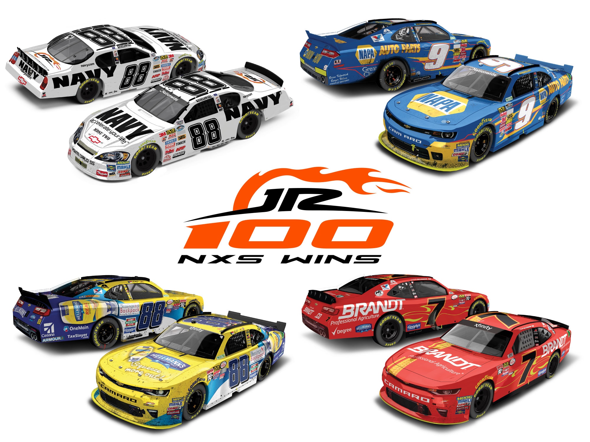 JR MOTORSPORTS 100 XFINITY WINS 1:64 ARC FOUR CAR SET